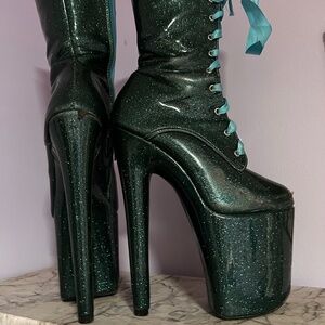 The Glitterati Boot - Ocean Eyes - 8 INCH- Pole Dancing Heels